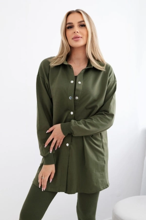 Khaki komplet 3-częściowy bluza, top i legginsy 