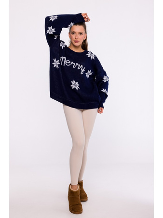 Granatowy świąteczny sweter oversize Moe