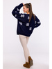 Granatowy świąteczny sweter oversize Moe