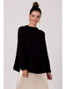 BK105 Sweter z nietoperzowymi rękawami - czarny