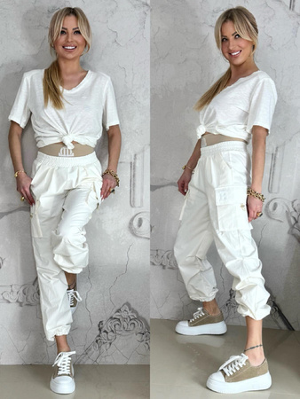Ecru damskie spodnie typu cargo By o la la