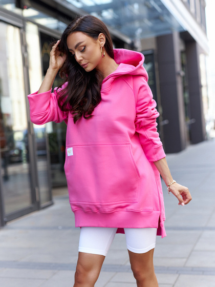 Różowa luźna bluza damska z kapturem By o la la