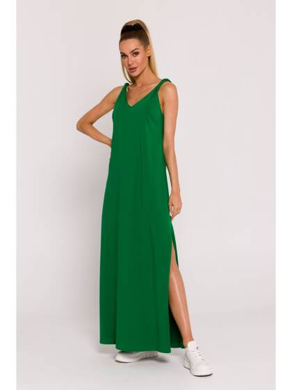 Zielona sukienka z głębokim dekoltem na plecach Moe