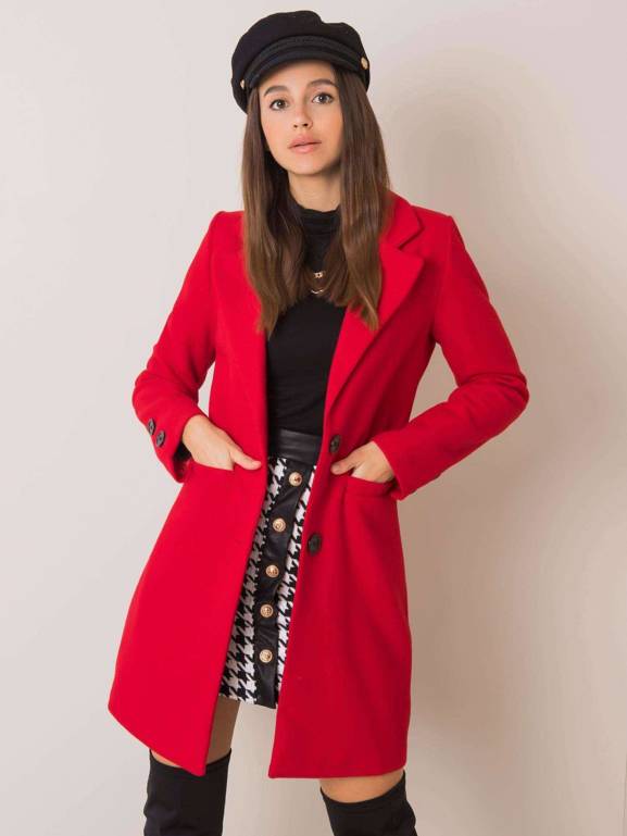 Czerwony klasyczny płaszcz wiosenny damski Yups