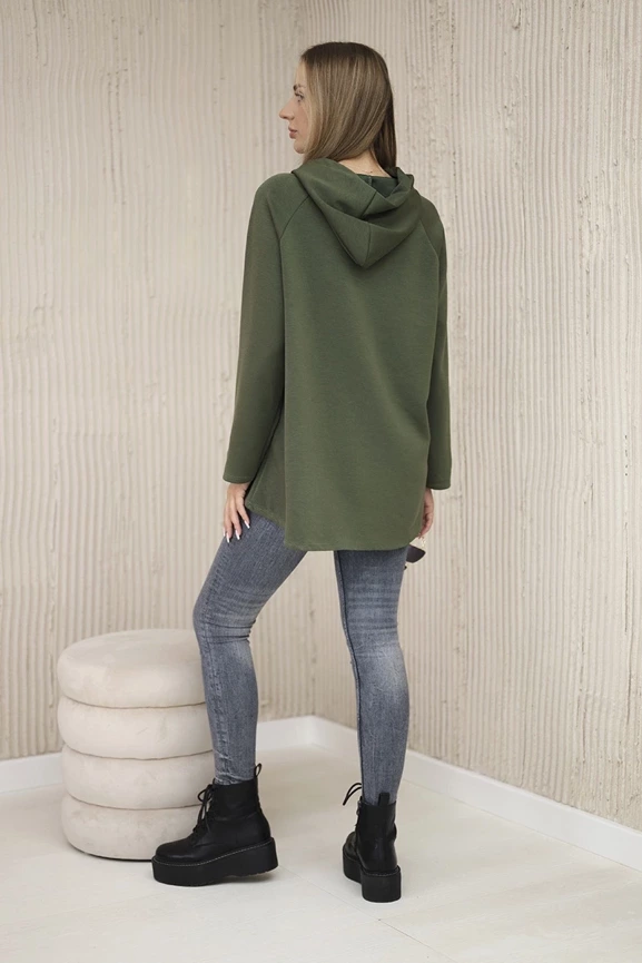 Khaki bluza wiskozowa plus size z nadrukiem 