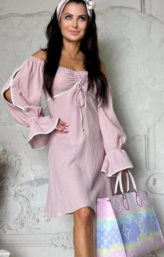 Różowa sukienka hiszpanka muślin By o la la