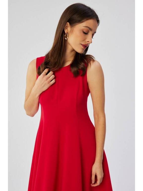 S358 Sukienka rozkloszowana bez rękawów - czerwona