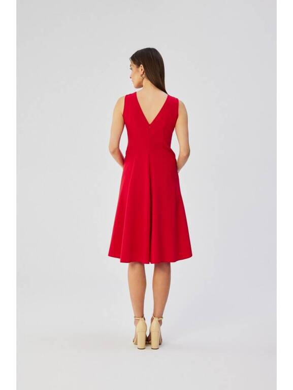 S358 Sukienka rozkloszowana bez rękawów - czerwona