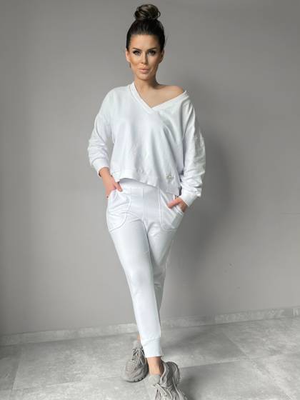 Biały bawełniany komplet dresowy By o la la