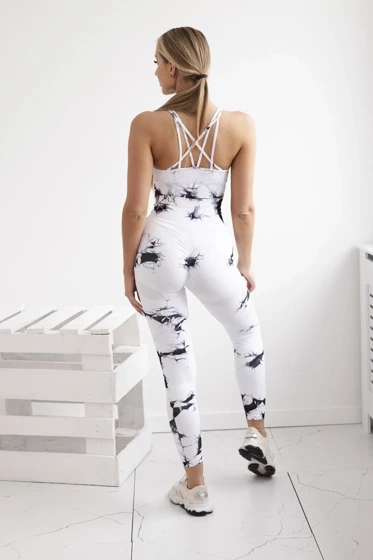 Biały komplet fitness top + legginsy push