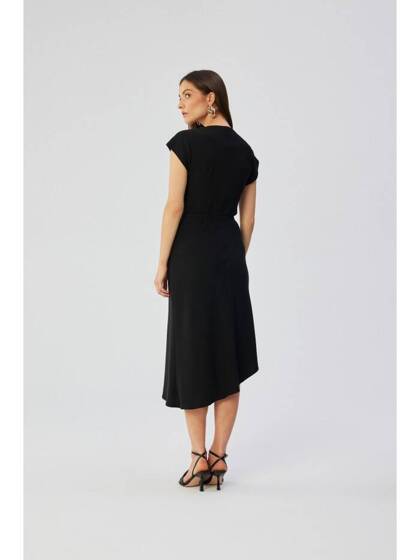 Czarna sukienka asymetryczna z dekoltem typu woda Stylove