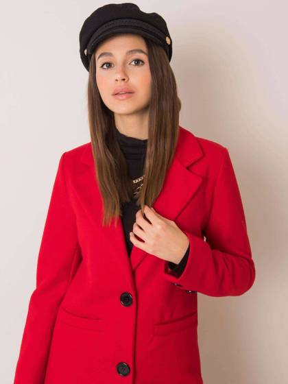 Czerwony klasyczny płaszcz damski elegancki Yups