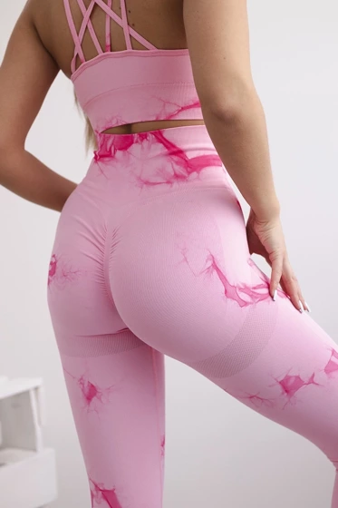 Fuksja komplet fitness top + legginsy push